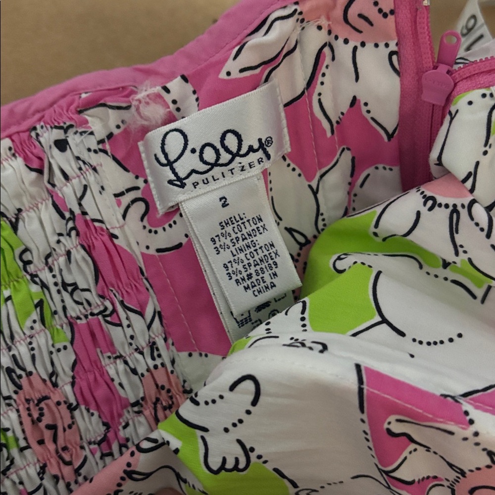 Lilly Pulitzer vintage 90s white label size 2 strapless mini dress french fried - Picture 7 of 12